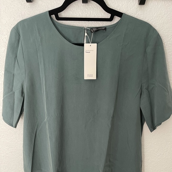 Eileen Fisher. Boxy Short-Sleeve Top. NWT. Color: Teal. - Picture 2 of 5